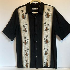 Batik Bay Black & Tan Pineapple Tropics short Sleeve Shirt Men’s Medium